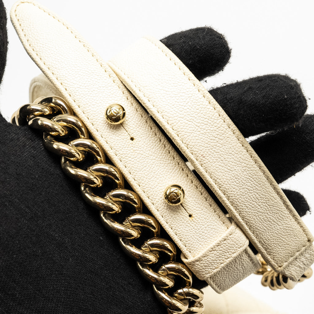 Chanel Small Boy Bag Caviar White L