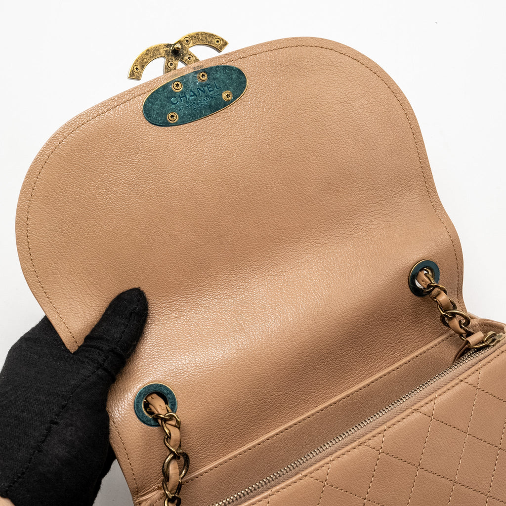 Chanel Coco Curve Flap Bag Calfskin Beige