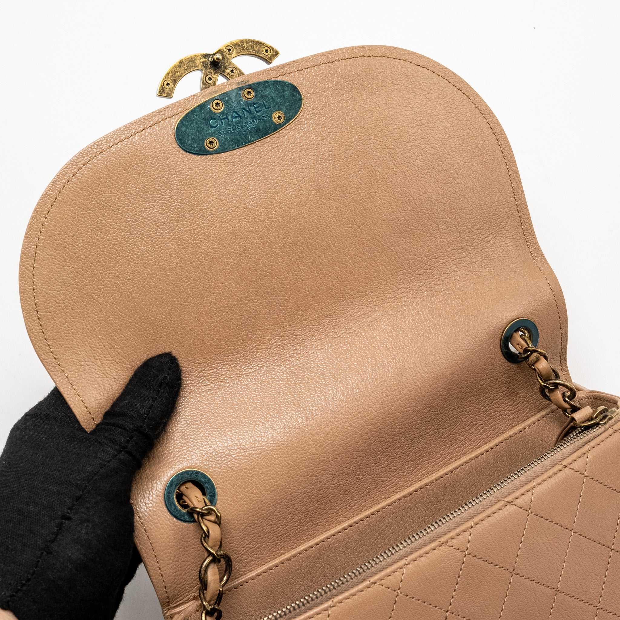 Chanel Coco Curve Flap Bag Calfskin Beige