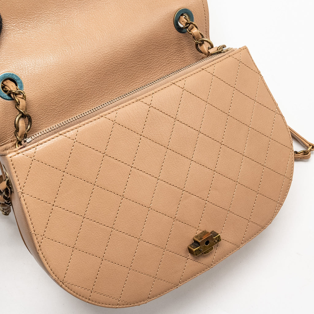 Chanel Coco Curve Flap Bag Calfskin Beige