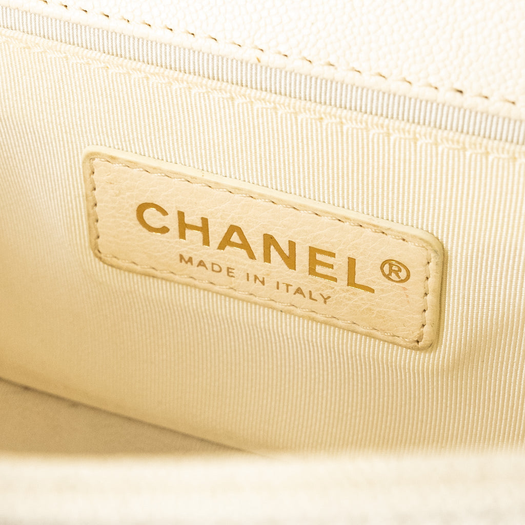 Chanel Small Boy Bag Caviar White L