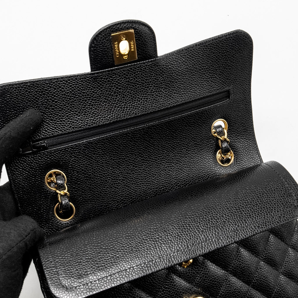 Chanel Small Classic Double Flap Bag Caviar Black  (microchip)