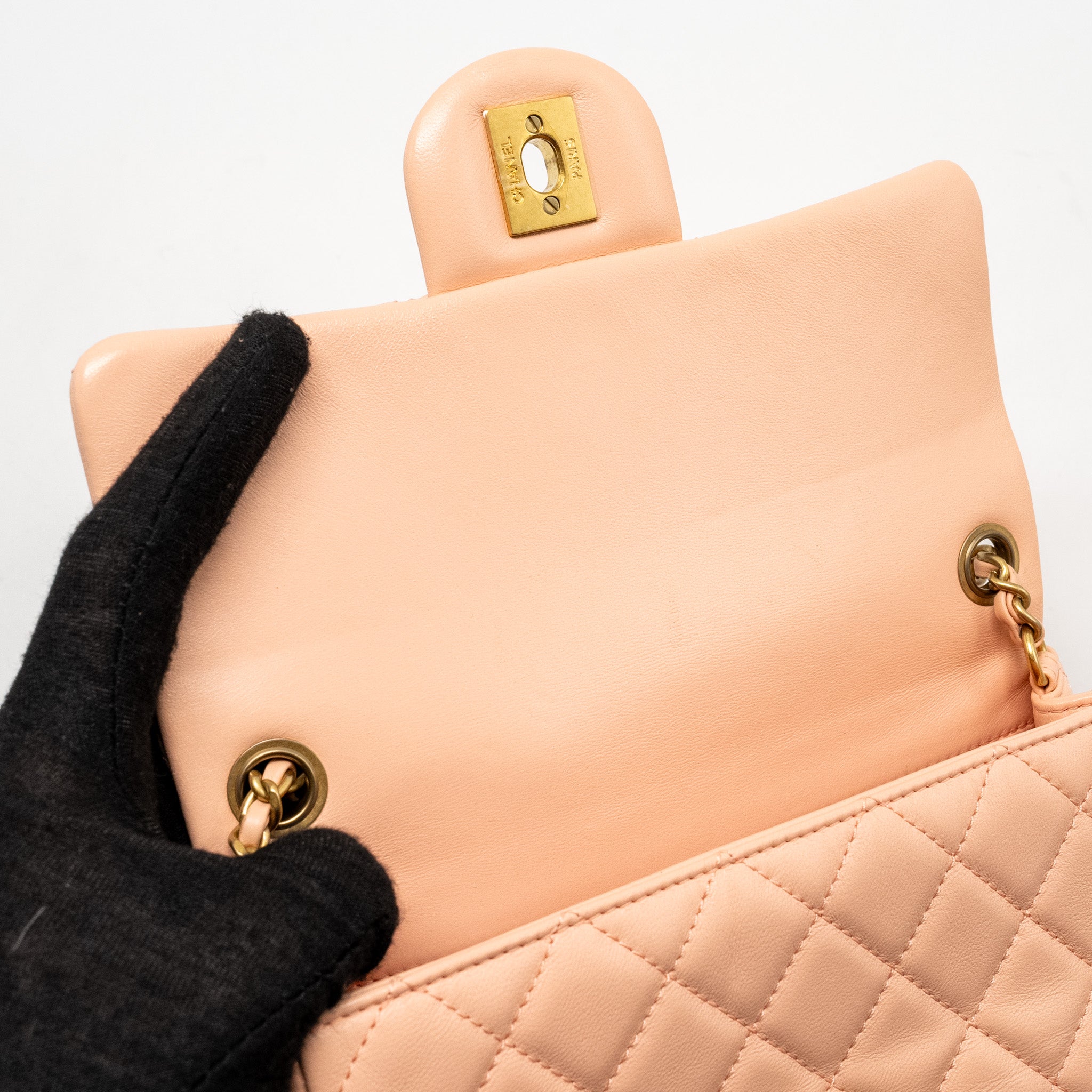 Chanel Pearl Crush Mini Rectangular Flap Bag Lambskin Pink  (Microchip)