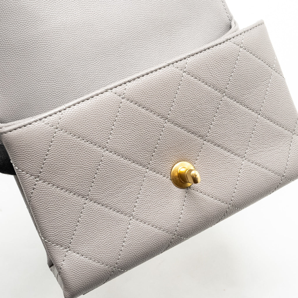 Chanel Mini Quilted Flap Bag With Chain Handle Caviar Grey  (microchip)