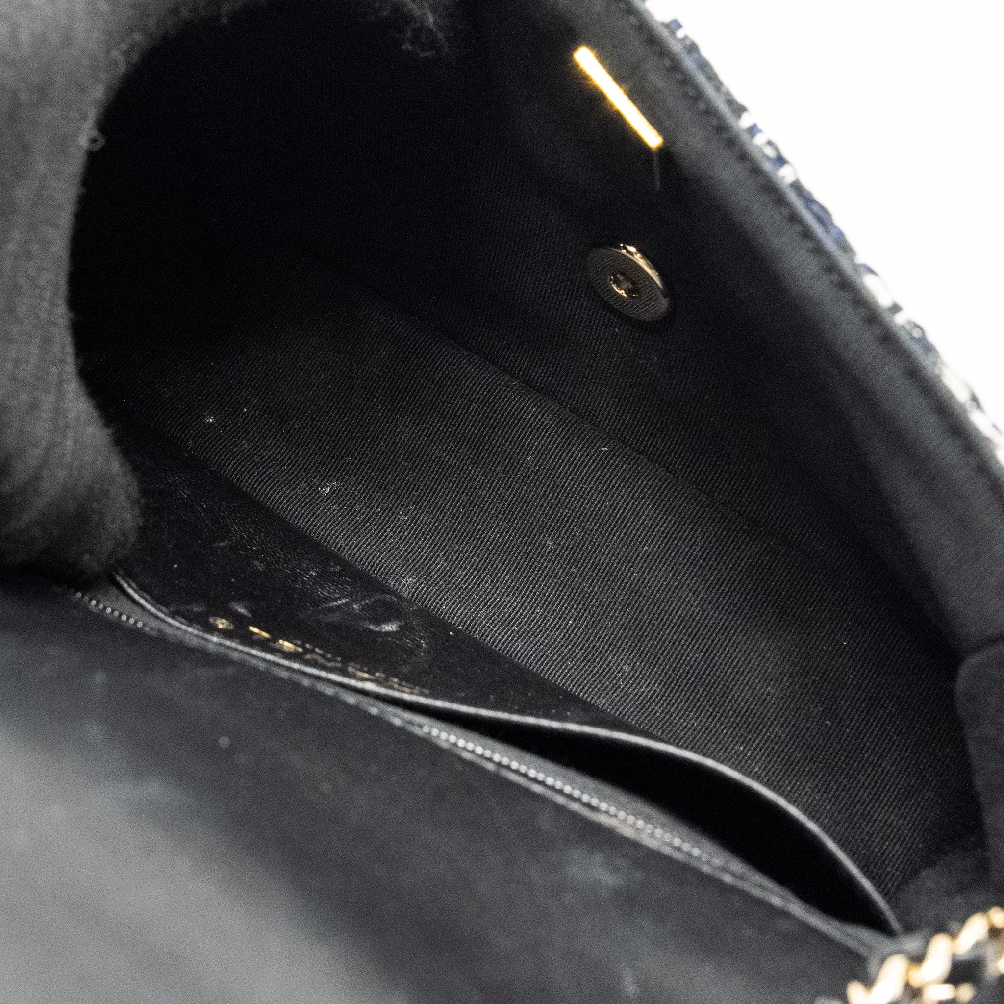Chanel Mini Flap Bag with Detailed Chain Tweed Black/White L (Microchip)