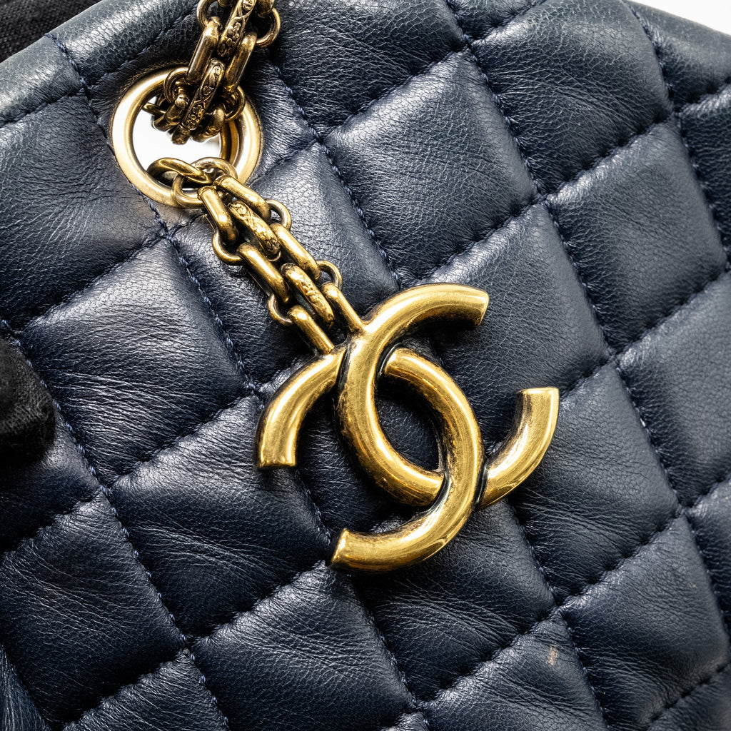 Chanel Just Mademoiselle Bowling Bag Lambskin Dark Blue