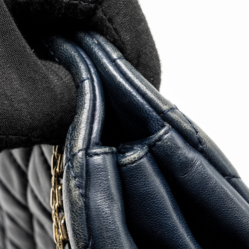 Chanel Just Mademoiselle Bowling Bag Lambskin Dark Blue