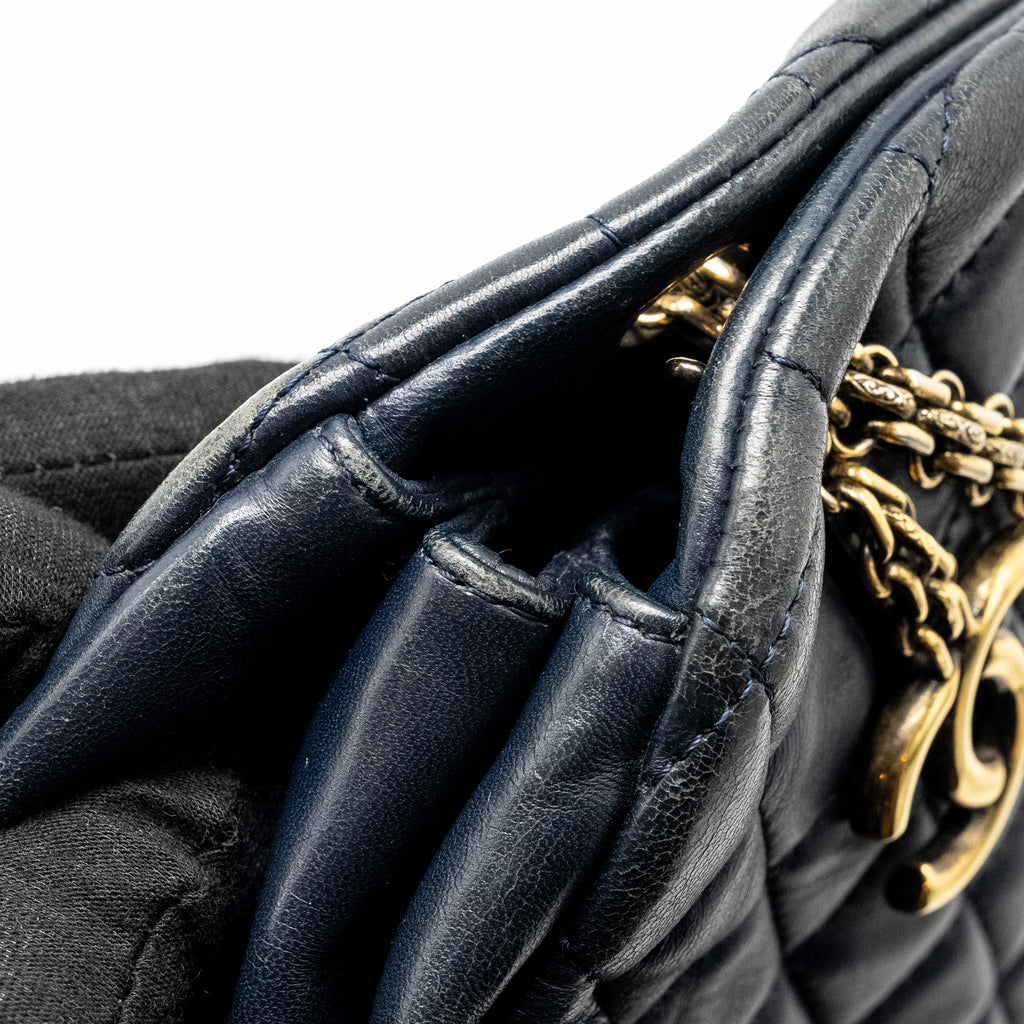 Chanel Just Mademoiselle Bowling Bag Lambskin Dark Blue