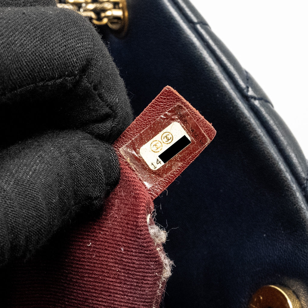Chanel Just Mademoiselle Bowling Bag Lambskin Dark Blue