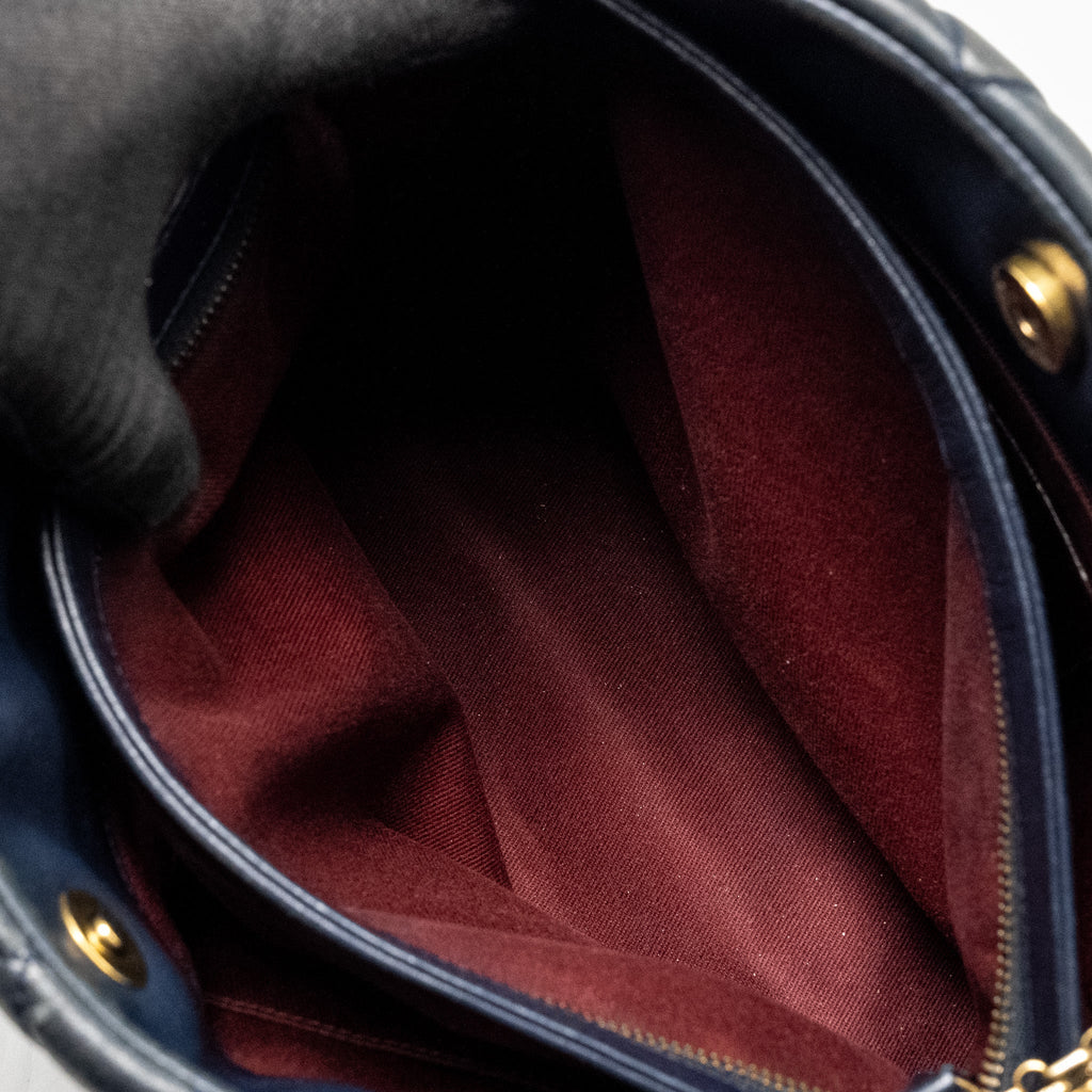 Chanel Just Mademoiselle Bowling Bag Lambskin Dark Blue