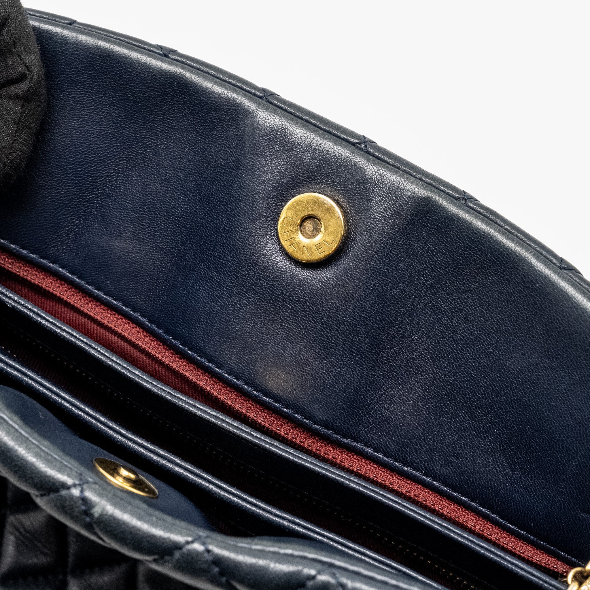 Chanel Just Mademoiselle Bowling Bag Lambskin Dark Blue