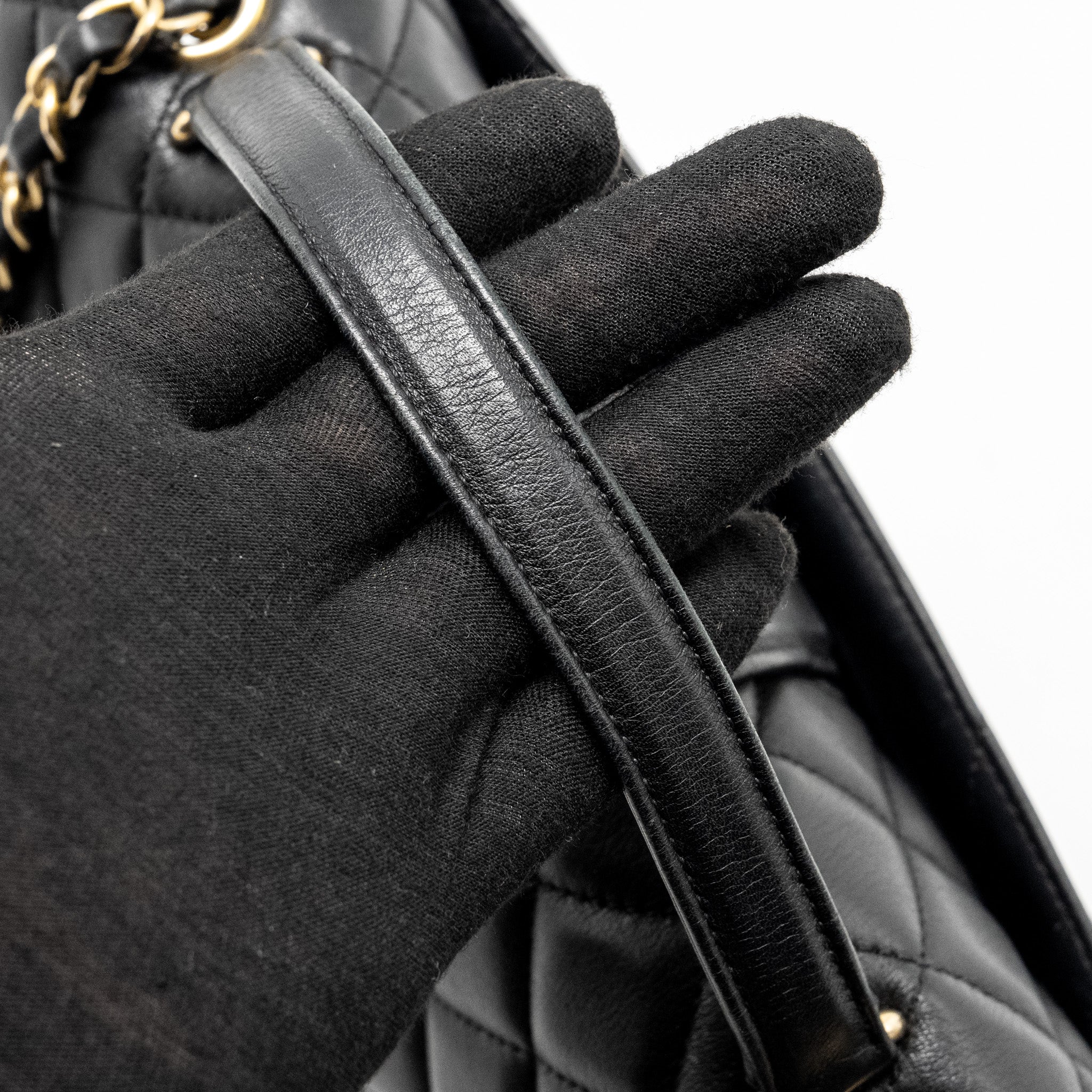 Chanel 19B In The City Top Handle Flap Bag Quilted Chevron Calfskin Black