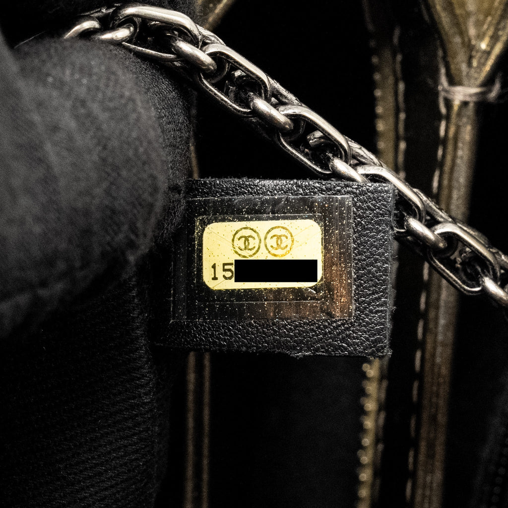 Chanel Just Mademoiselle Bowling Bag Patent Metallic Gold / Silver