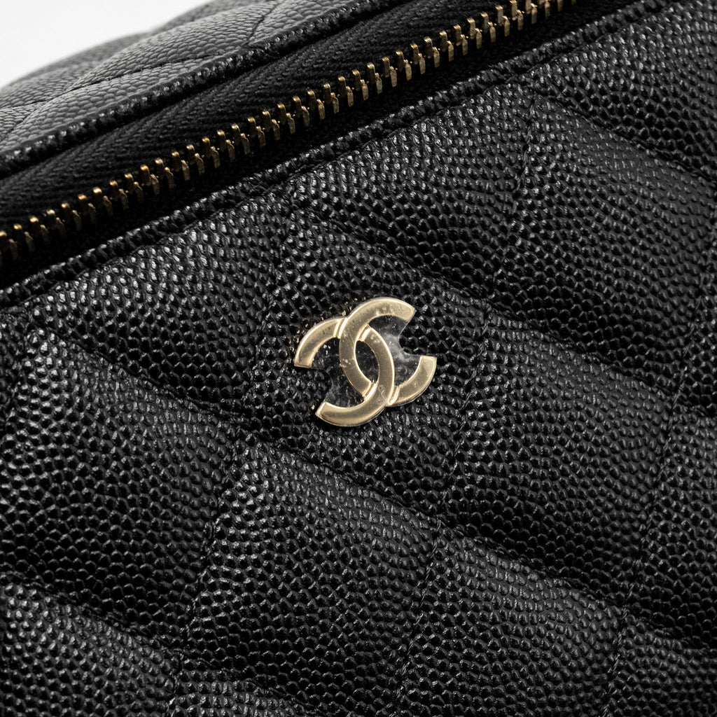 CHANEL Long Vanity With Chain Caviar Black L