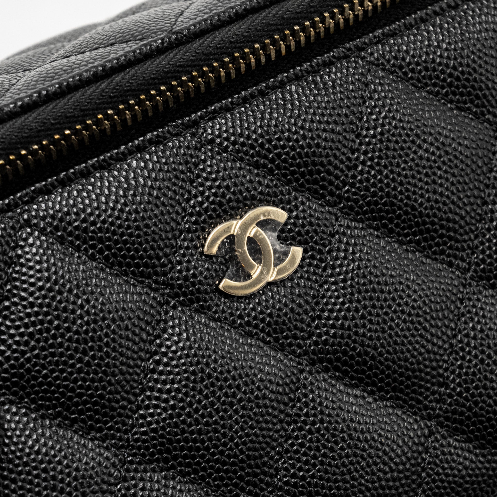 CHANEL Long Vanity With Chain Caviar Black L