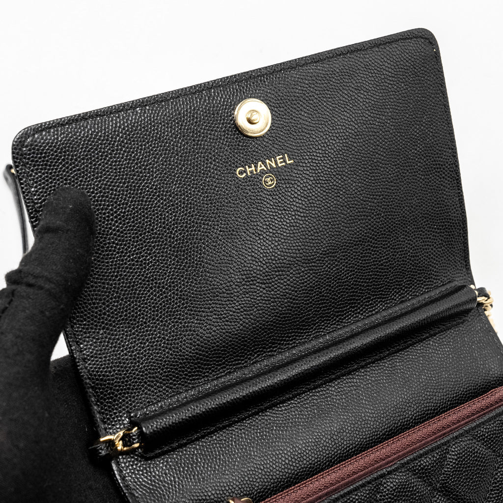 Chanel Quilted Wallet on chain Caviar Black