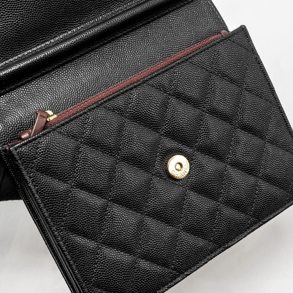 Chanel Quilted Wallet on chain Caviar Black