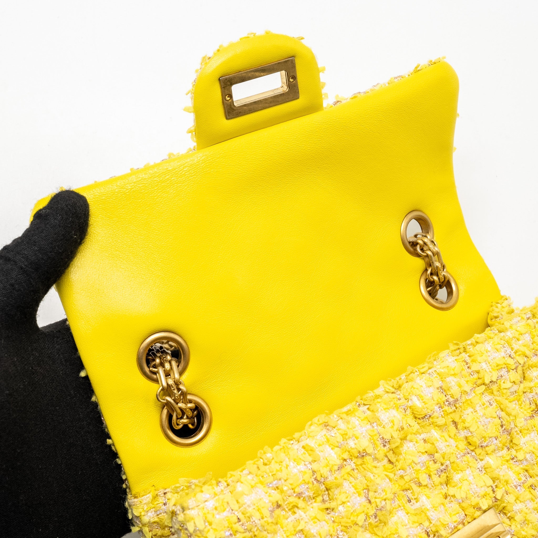 Chanel Mini 2.55 Reissue Flap Bag Tweed Yellow