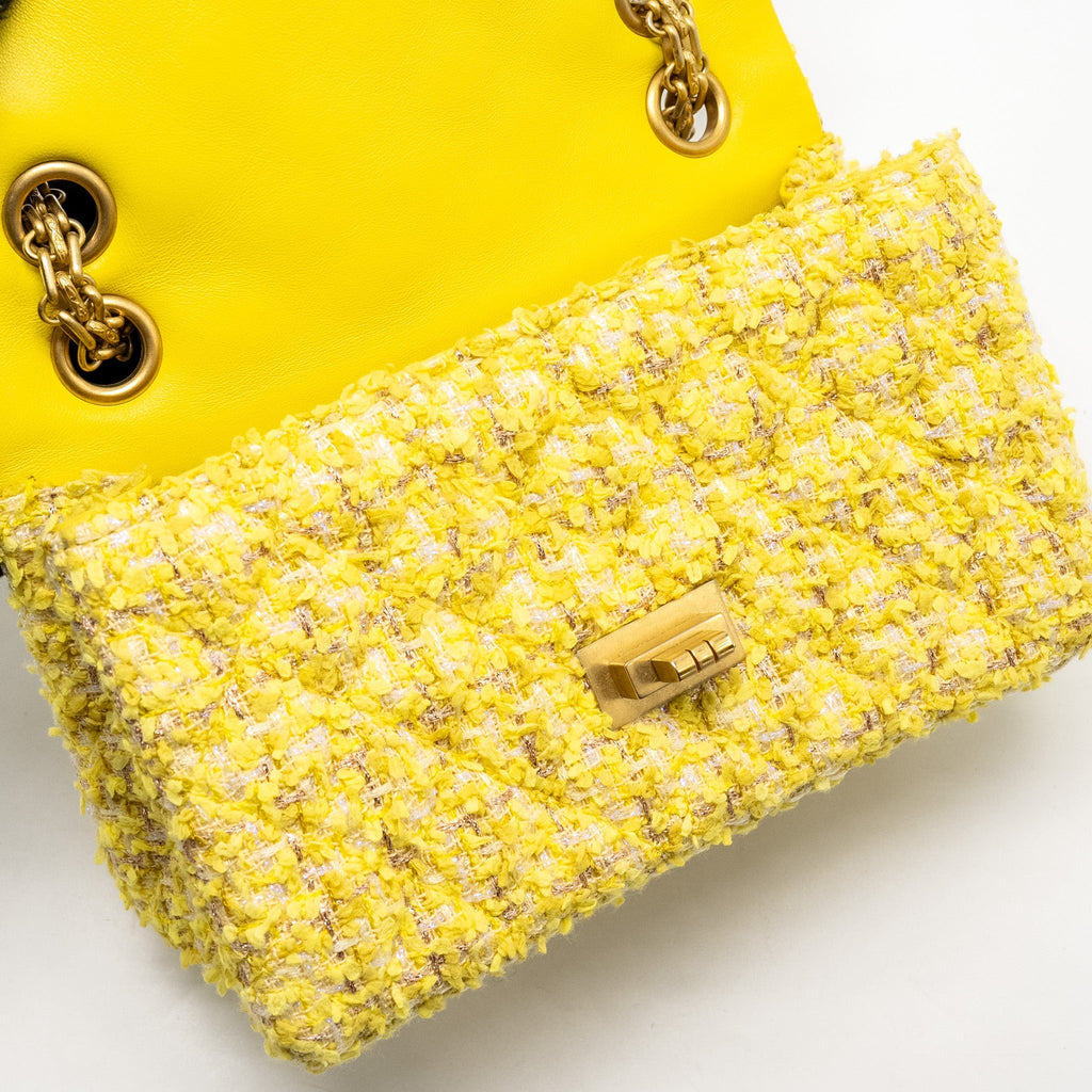 Chanel Mini 2.55 Reissue Flap Bag Tweed Yellow