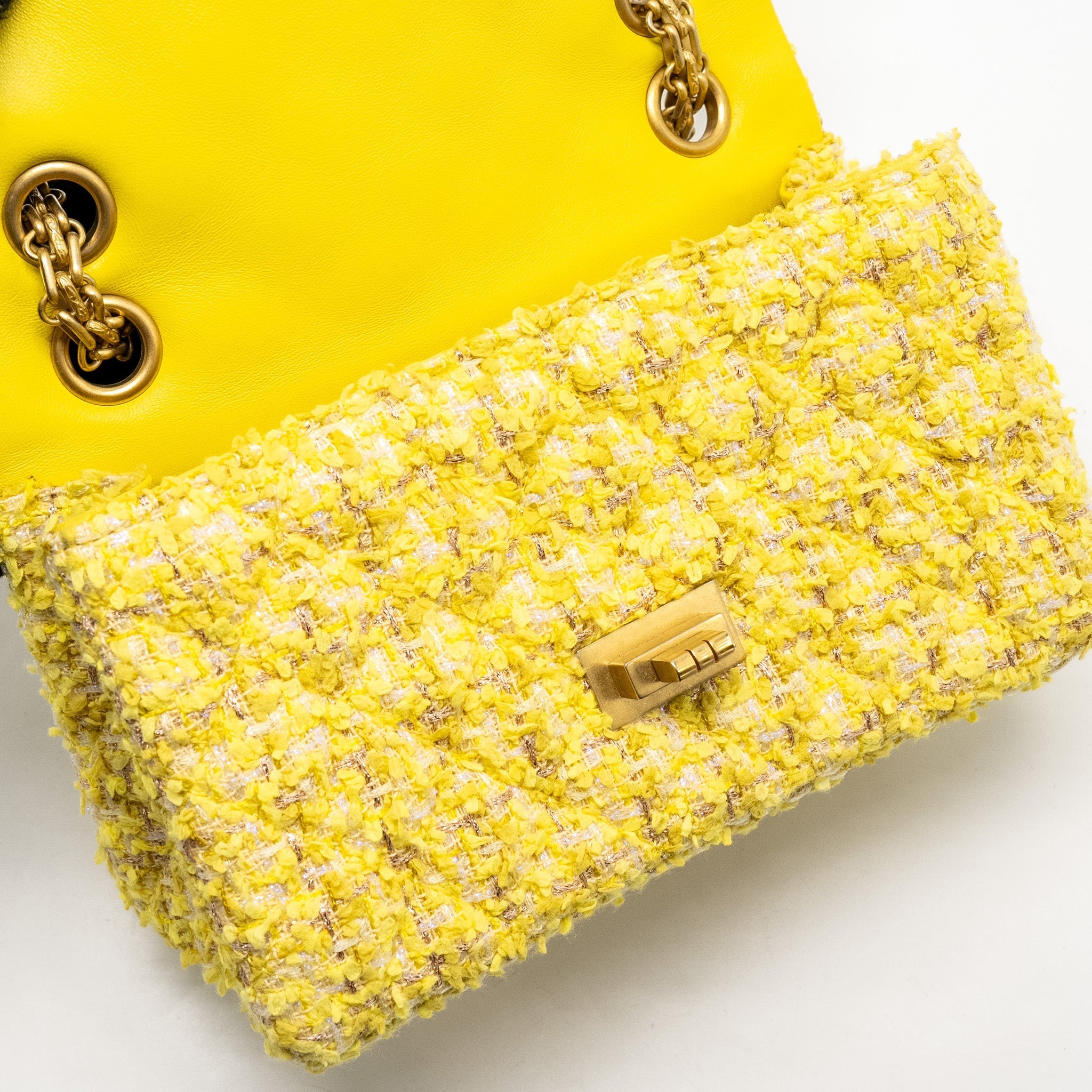 Chanel Mini 2.55 Reissue Flap Bag Tweed Yellow