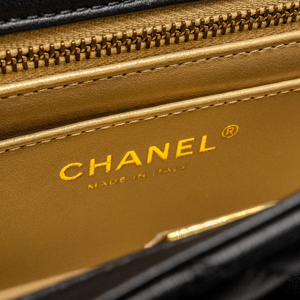 Chanel Pearl Crush Mini Rectangular Flap Bag Lambskin Black  (Microchip)