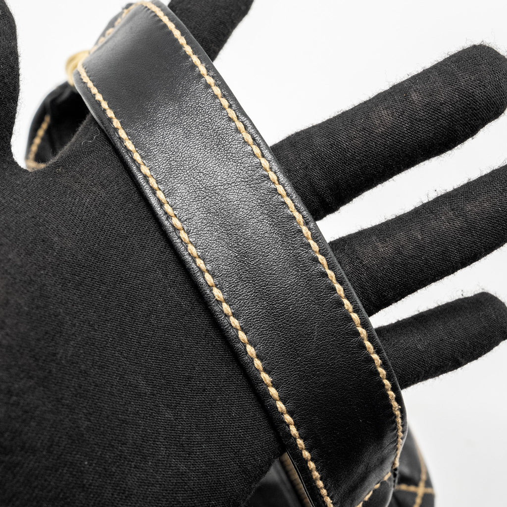 CHANEL Vintage Wild Stitch Shoulder Bag Calfskin Black