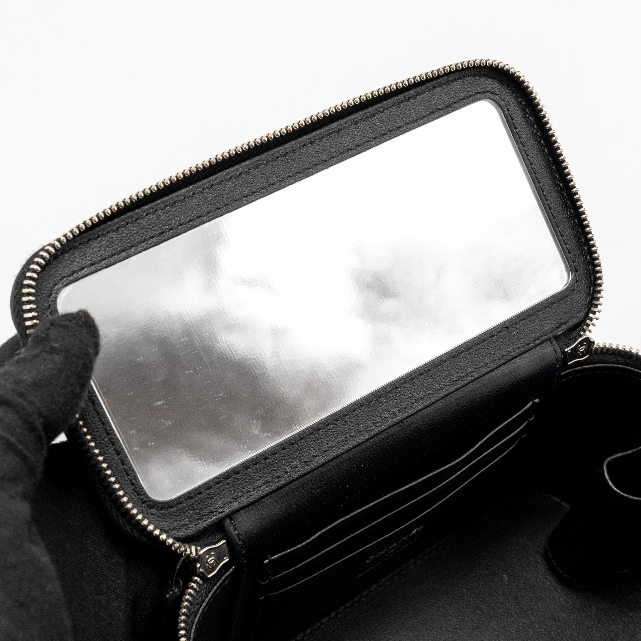 Chanel Top Handle Long Vanity Case Lambskin Black  (Microchip)