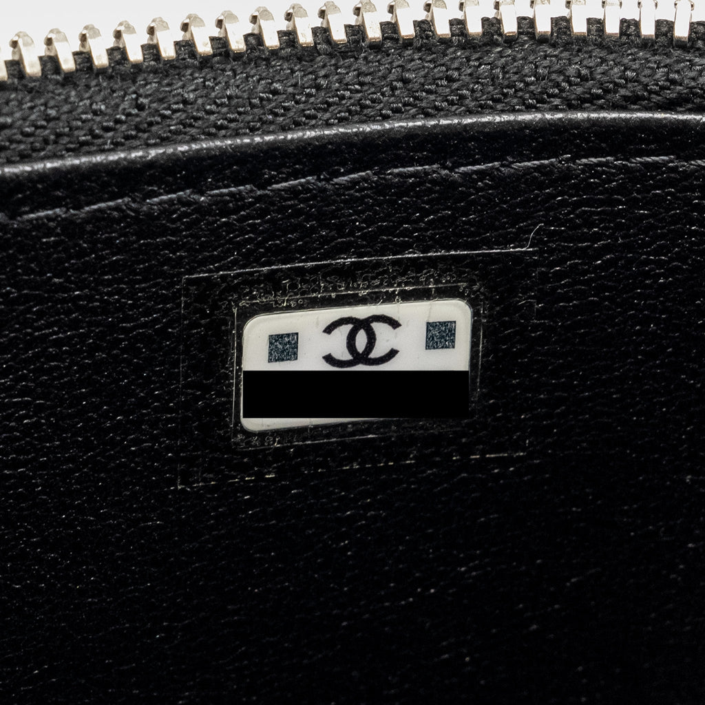 Chanel Top Handle Long Vanity Case Lambskin Black  (Microchip)