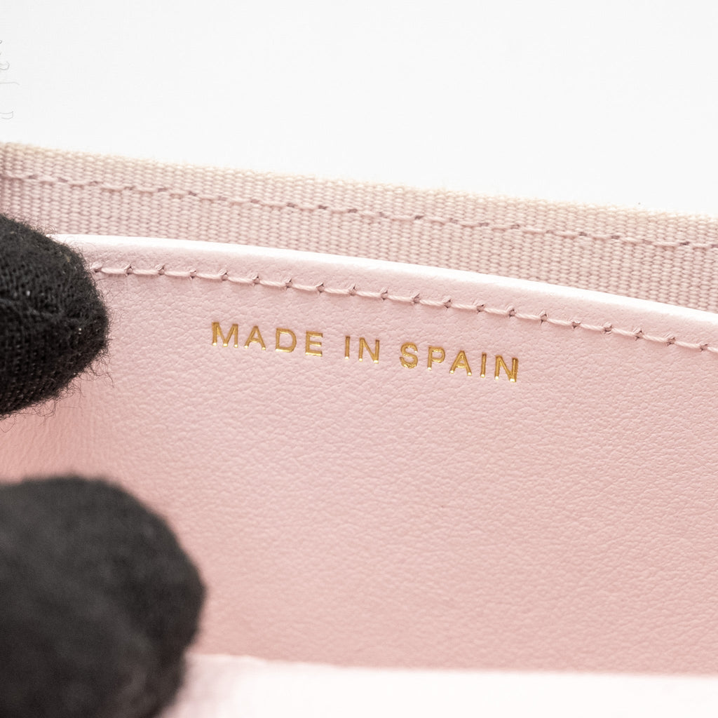 Chanel Mini Card Holder with Chain Caviar Pink