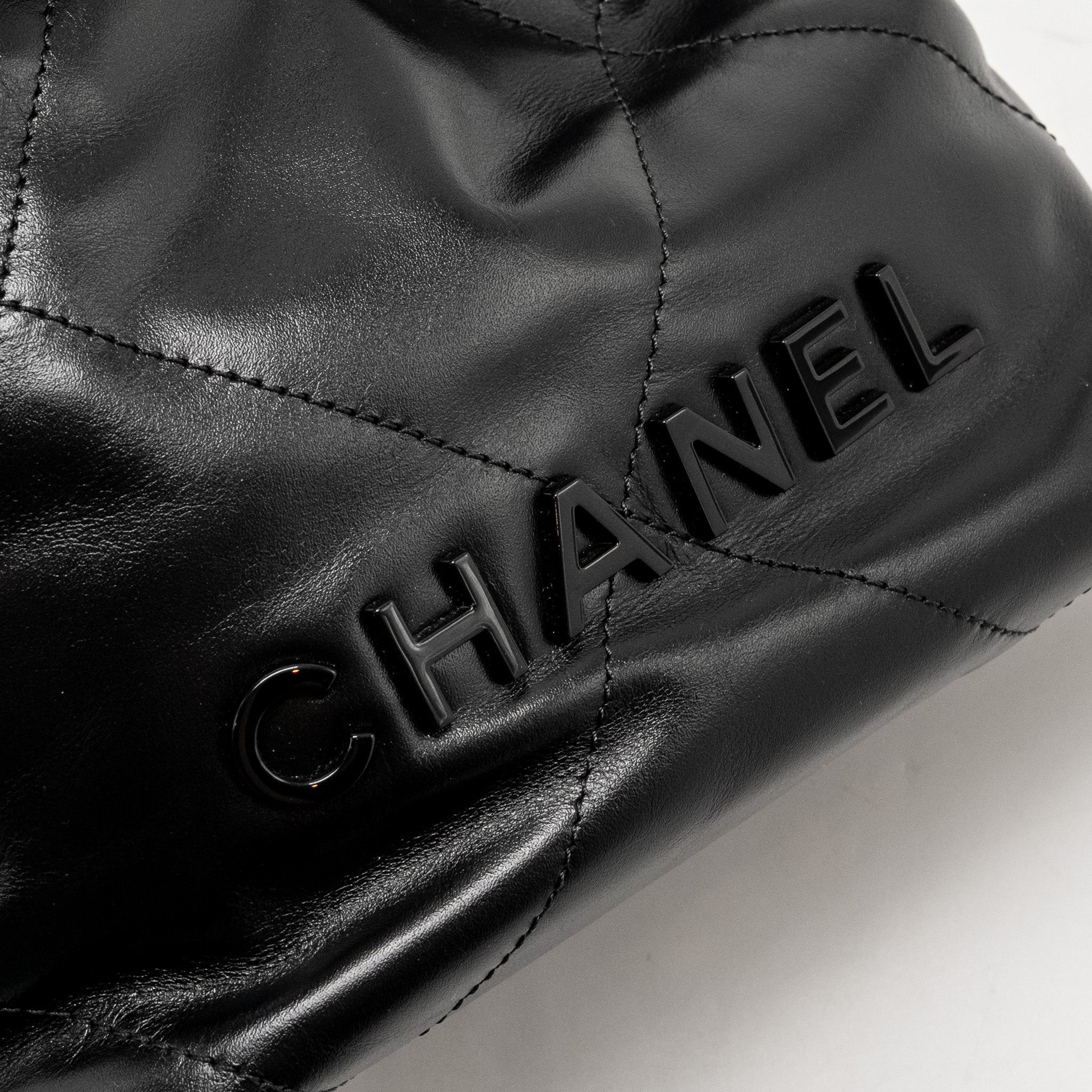 Chanel Mini 22 Bag Calfskin So Black (Microchip)