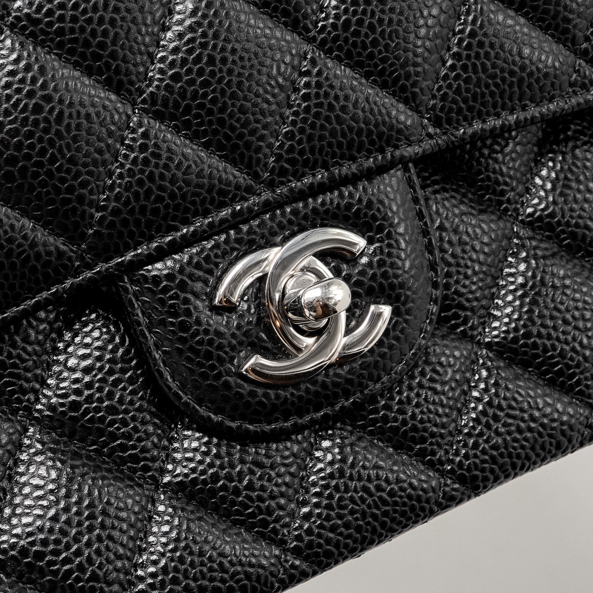 Chanel Medium Classic Double Flap Bag Caviar Black  (Microchip)