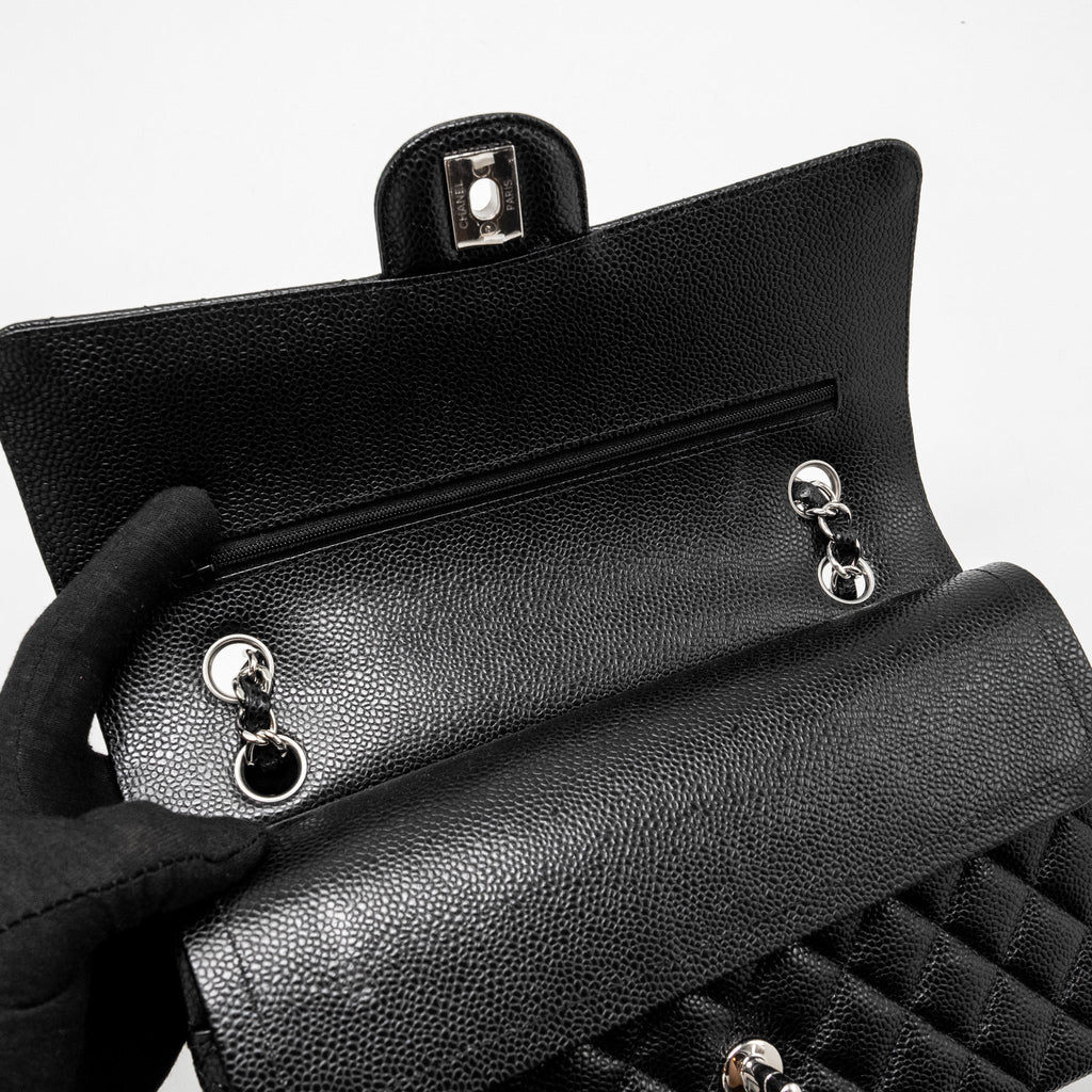 Chanel Medium Classic Double Flap Bag Caviar Black  (Microchip)