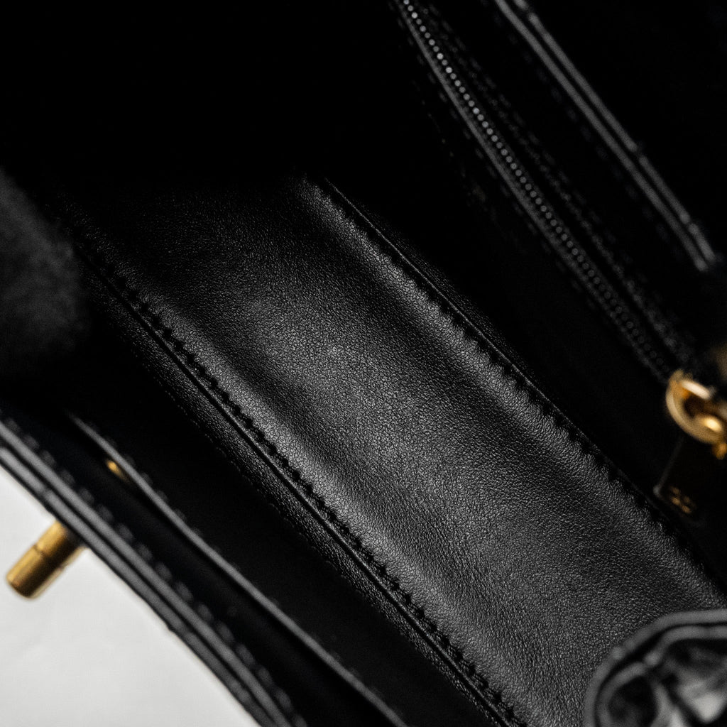 CHANEL Mini Kelly Shopping tote bag Calfskin Black  (Microchip)