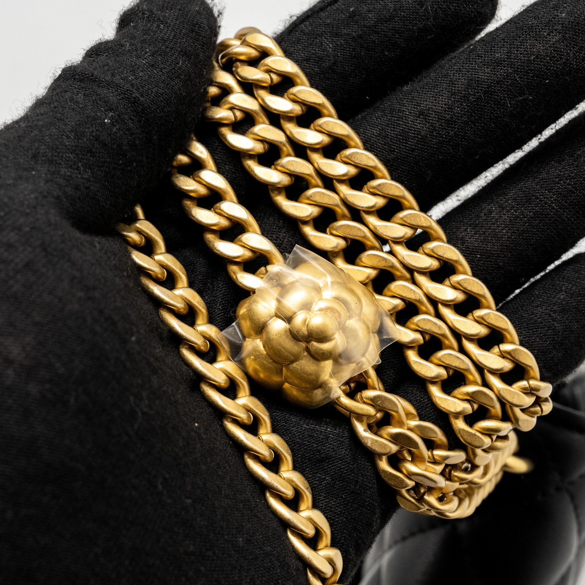 Chanel Classic Wallet on Chain With Camellia Adjustable Chain Lambskin Black  (Microchip)
