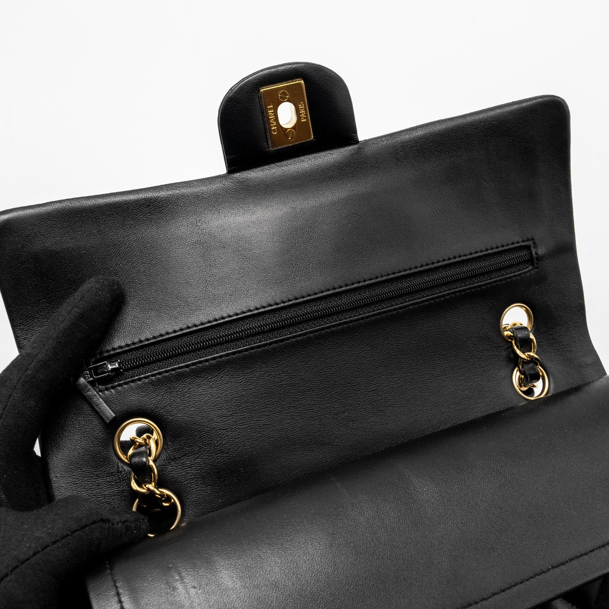 Chanel Medium Classic Double  Flap Bag Lambskin Black