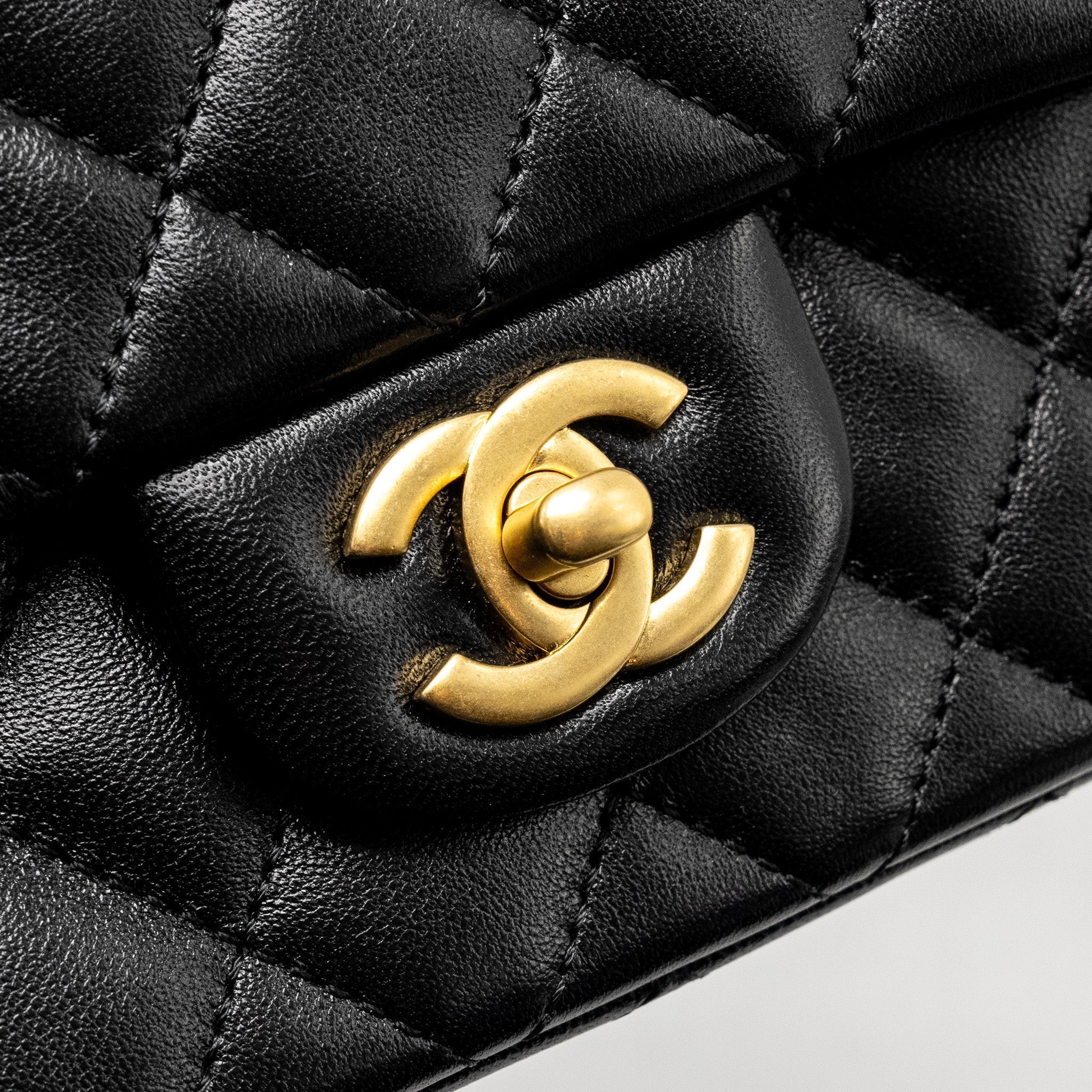 Chanel 24K Pearl Crush Mini Rectangular Flap Bag Shiny Lambskin Black  (Microchip)