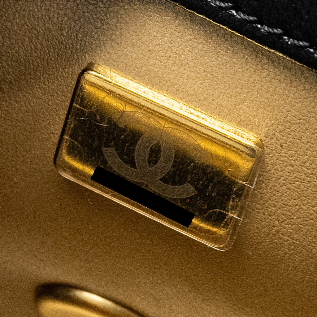 Chanel 24K Pearl Crush Mini Rectangular Flap Bag Shiny Lambskin Black  (Microchip)