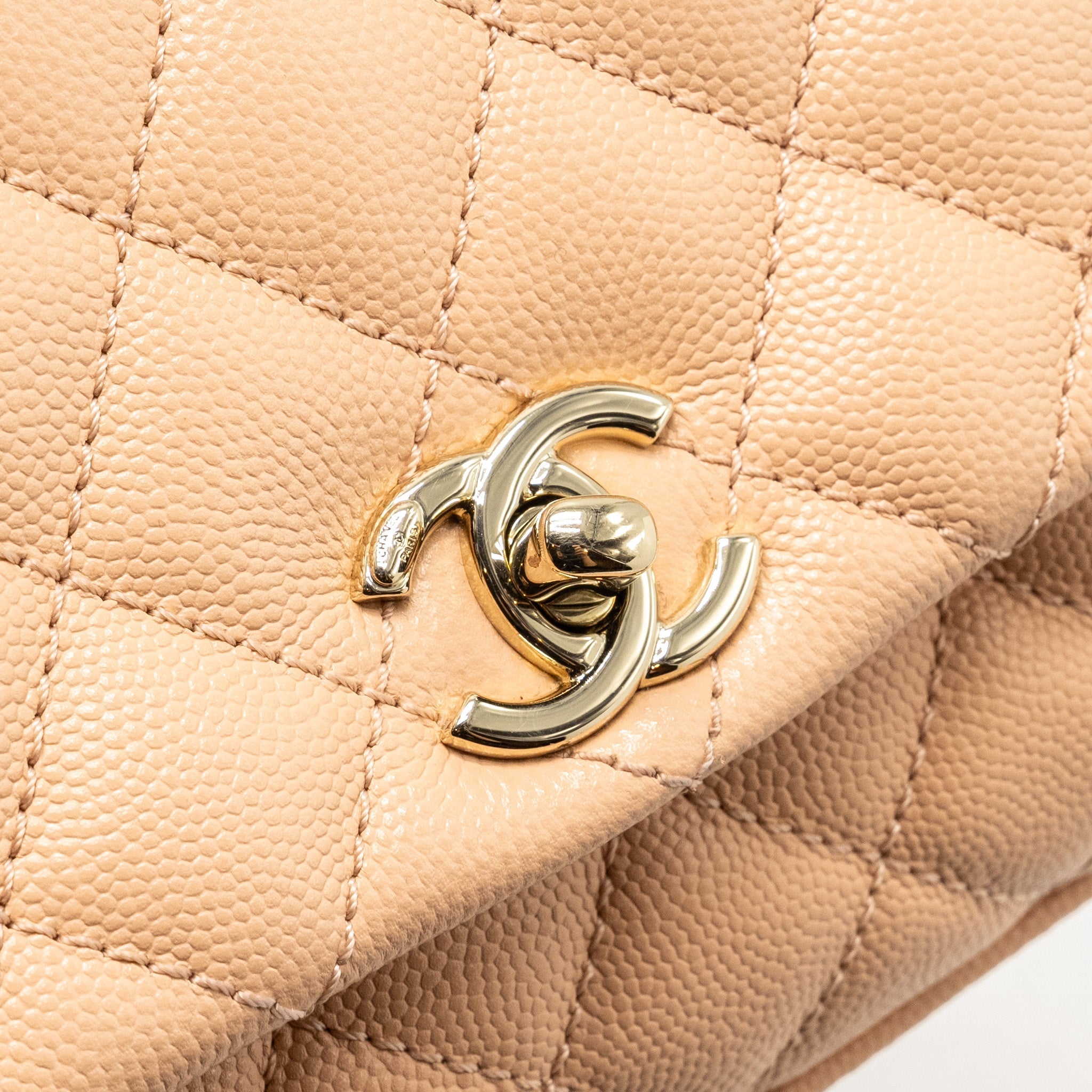 Chanel Mini Coco Handle Caviar BEIGE L