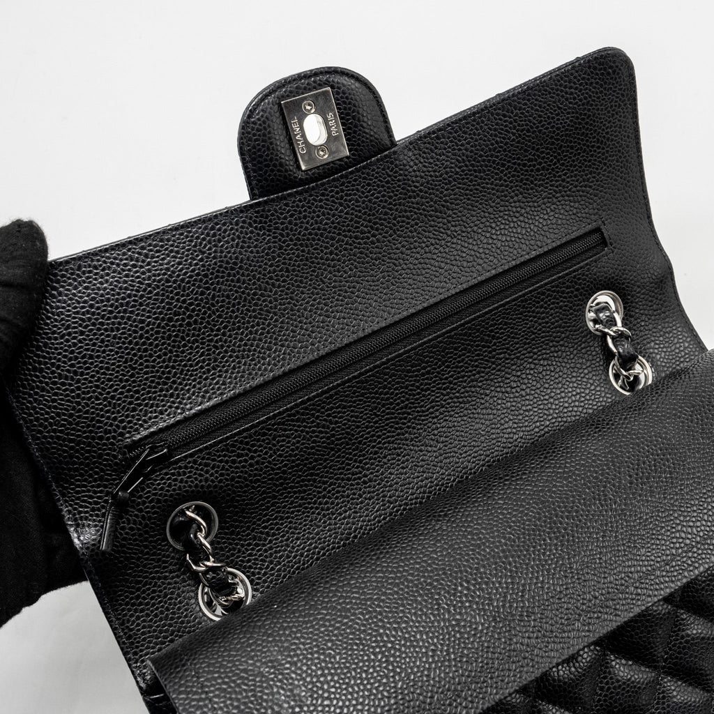 Chanel Medium Classic Double Flap Bag Caviar Black  (microchip)