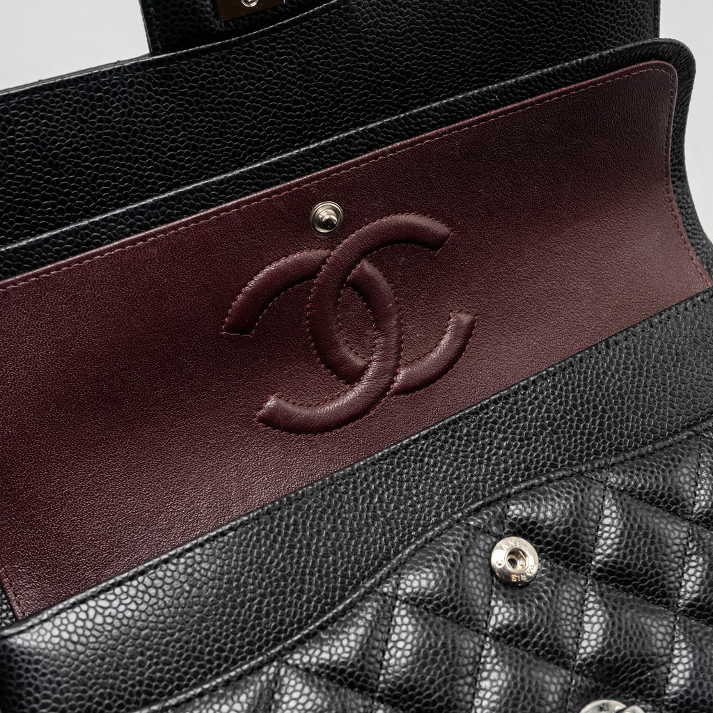 Chanel Medium Classic Double Flap Bag Caviar Black  (microchip)
