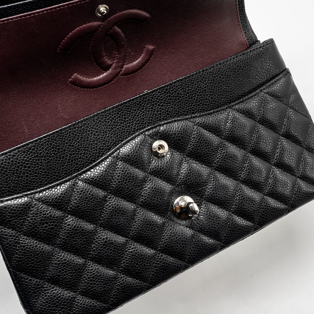 Chanel Medium Classic Double Flap Bag Caviar Black  (microchip)