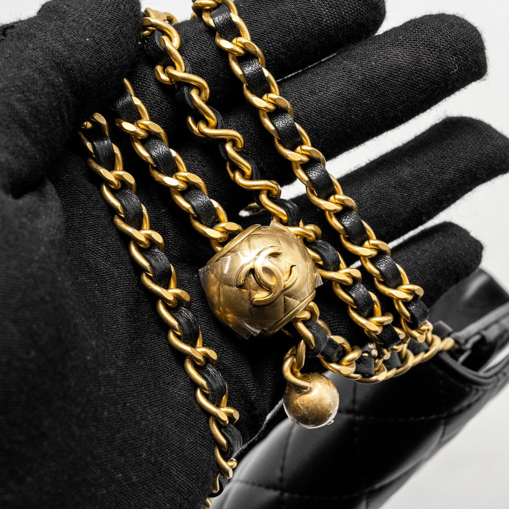 Chanel Pearl Crush Wallet on Chain Lambskin Black  (Microchip)