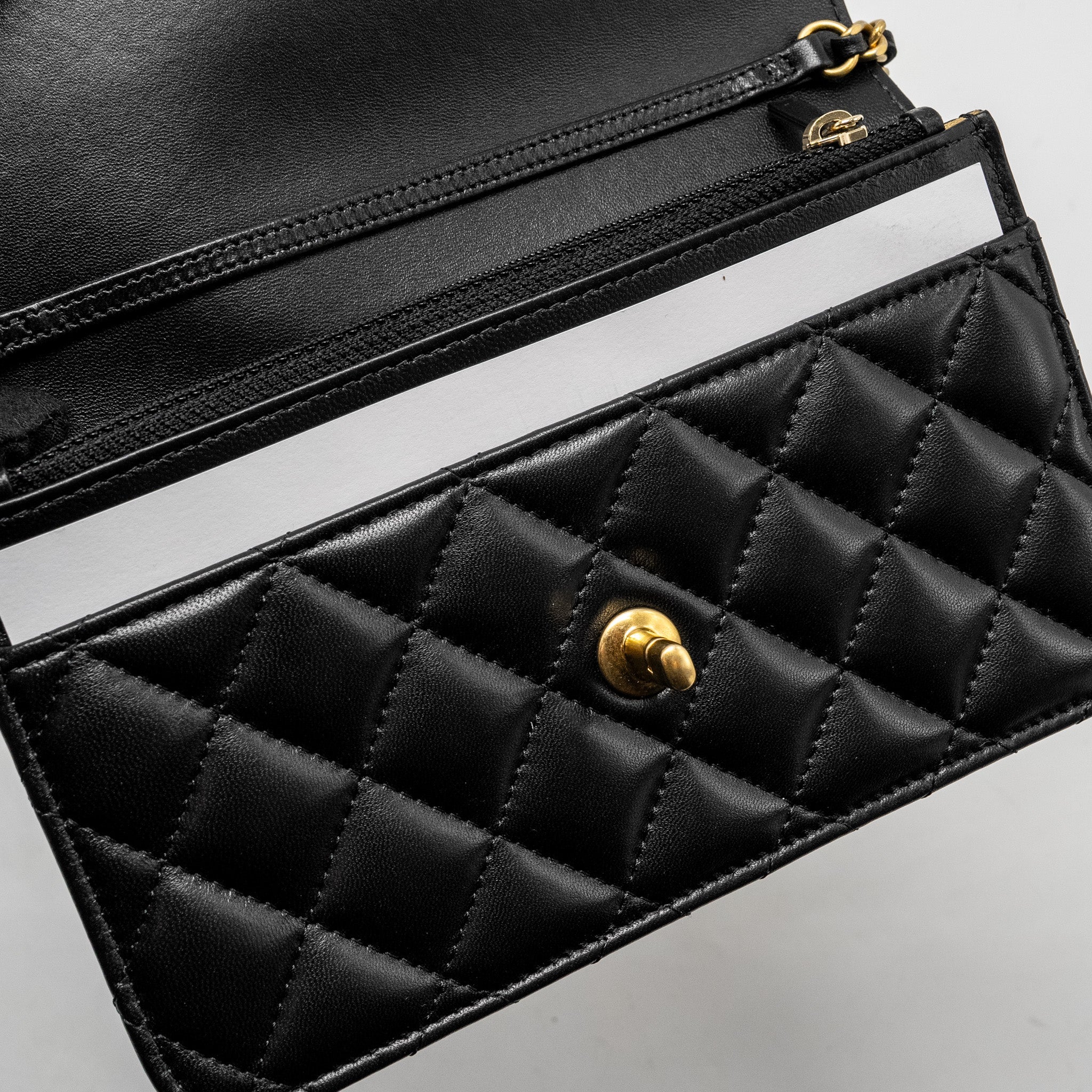 Chanel Pearl Crush Wallet on Chain Lambskin Black  (Microchip)