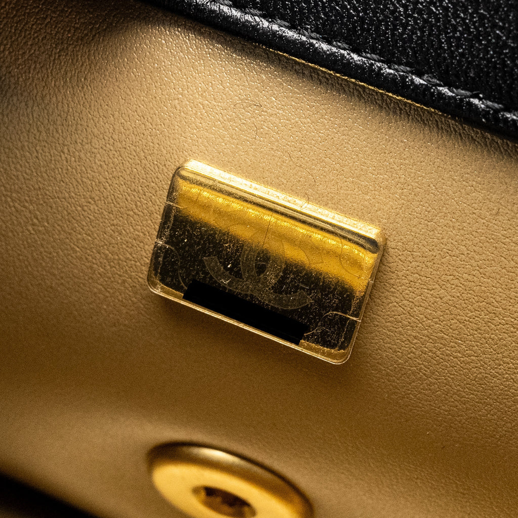 Chanel 24k Pearl Crush Mini Rectangular Flap Bag Shiny Lambskin Black  (Microchip)