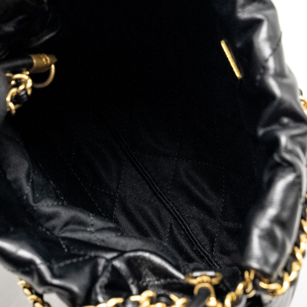 Chanel 23K Mini 22 Bag Shiny Calfskin Black  (Microchip)