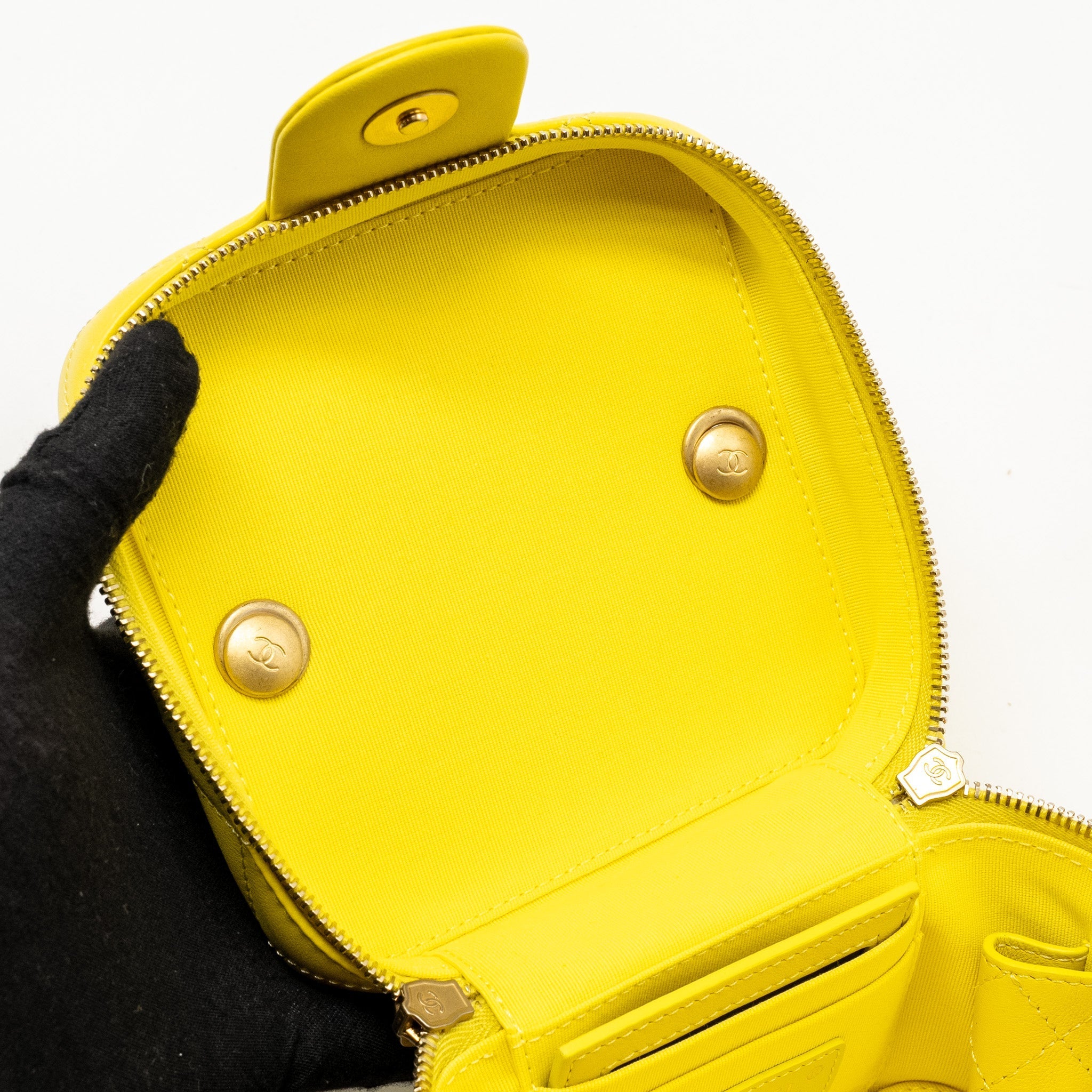 Chanel CC Vanity Case Bag Calfskin Yellow  (Microchip)