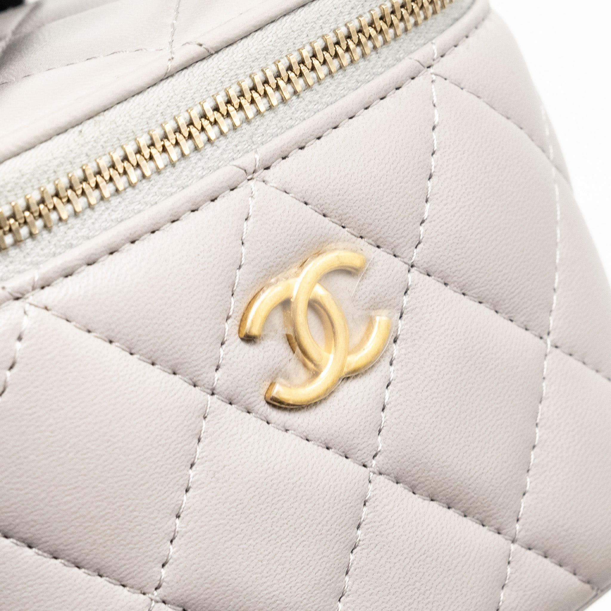 Chanel Top Handle Mini Vanity Case Lambskin Light Grey