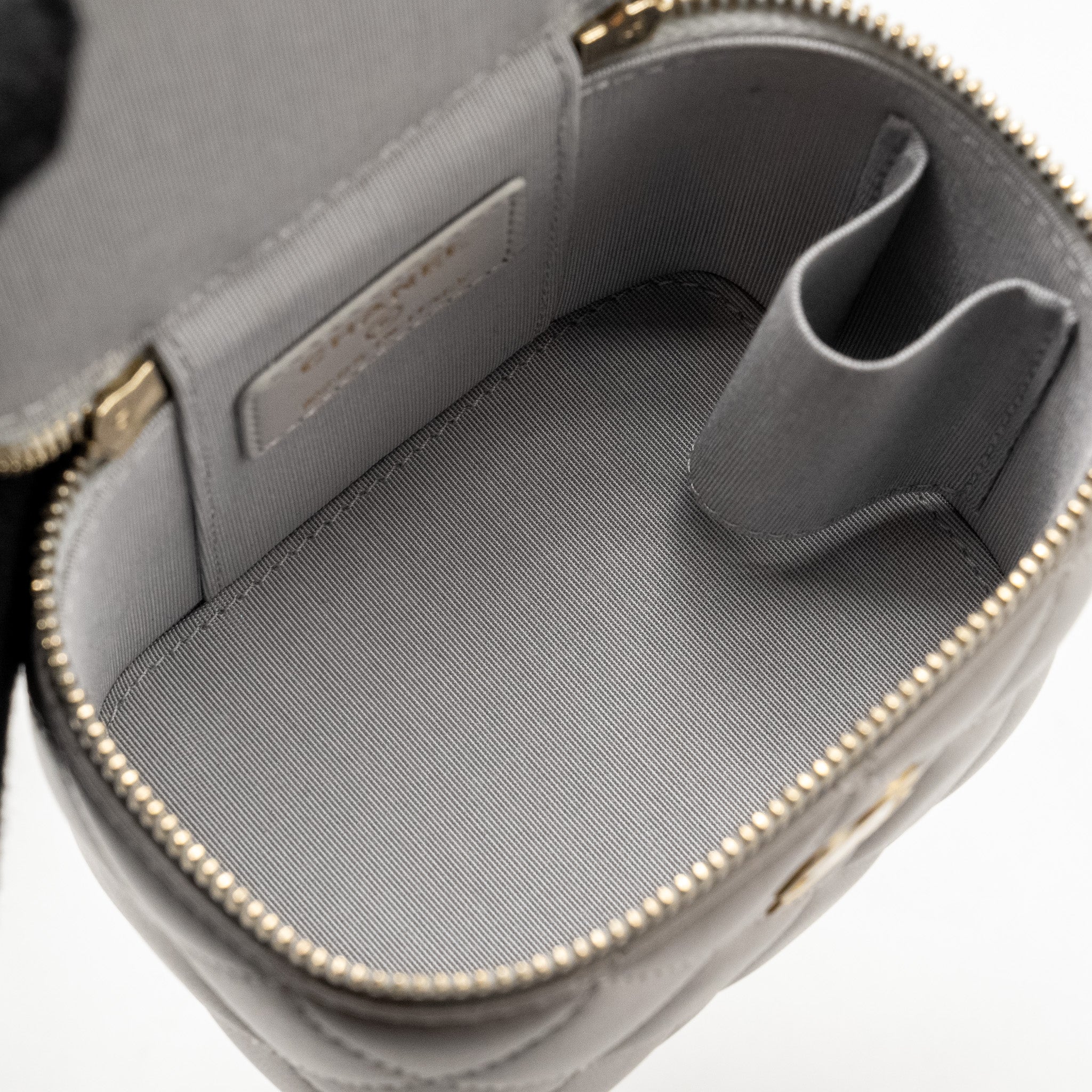Chanel Top Handle Mini Vanity Case Lambskin Light Grey