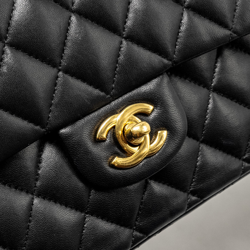 Chanel  Medium Classic Double  Flap Bag Lambskin Black