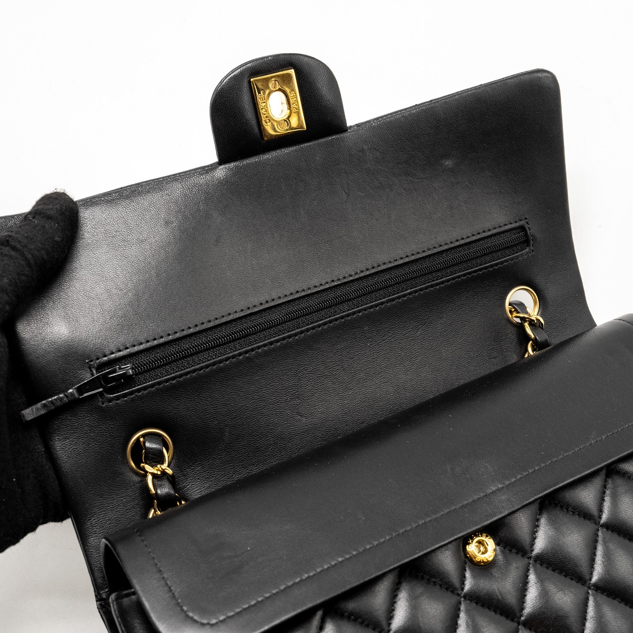 Chanel  Medium Classic Double  Flap Bag Lambskin Black